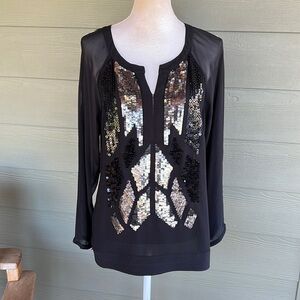 Kay Celine Sequined Long Sleeve Blouse